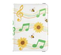 Custodia per passaporto in pelle bianca con nota musicale verde girasole per portafoglio da viaggio Combo custodia per passaporto per uomo ultra sottile