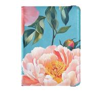 Custodia per passaporto in pelle blu con peonie retrò per portafoglio da viaggio Combo porta passaporto custodia a portafoglio per uomo impermeabile, peonie retrò blu, 1 taglia, Peonie Retro Blu, 1