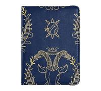 Custodia per passaporto in pelle blu navy con segno zodiacale dorato Ariete con blocco RFID custodia per passaporto ultra sottile