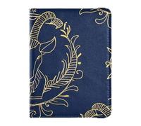 Custodia per passaporto in pelle blu navy con segno zodiacale dorato Ariete per viaggio Vaccino Card Holder Cover Combo Custodia per passaporto Custodia da viaggio Documenti Portafoglio per uomo