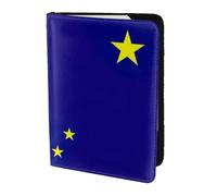 Custodia per passaporto in pelle bovina con stampa bandiera dell'Alaska, custodia per passaporto, custodia per carte da viaggio per uomini e donne, protezione per documenti, nero, Taglia unica