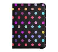 Custodia per passaporto in pelle colorata a pois per documenti di viaggio, organizer per badge d'identità, vaccino, portafoglio da donna, leggero, A pois colorati, 1 size