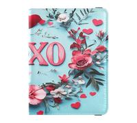 Custodia per passaporto in pelle combinata leggera per passaporto per donne e uomini carino libro passaporto viaggio essenziale San Valentino fiori rossi amore cuore petali, San Valentino fiori Red