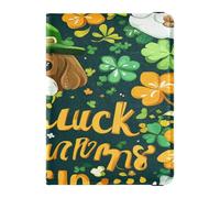 Custodia per passaporto in pelle combinata leggera portafoglio combinato per donne ragazza organizer documenti accessori essenziali da viaggio St.Patrick's Lucky Shamrocks, Quadrifogli fortunati di