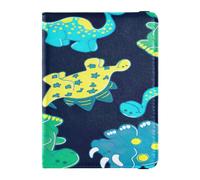 Custodia per passaporto in pelle combinata leggera portafoglio porta passaporto per donne ragazza organizer documenti accessori viaggio blu verde dinosauri scuro, Multi, 1 size, Casual