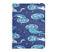 Custodia per passaporto in pelle combinata ultra sottile per passaporto per vacanze in famiglia badge ID vaccino porta carte portafoglio viaggio gatti astronauti tuta spaziale, Multi, 1 size, Casual