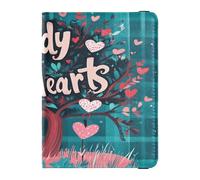 Custodia per passaporto in pelle combinata ultra sottile portafoglio combo per donne ragazza carino passaporto libro viaggio essenziale San Valentino albero amore cuore caramelle cuori, San Valentino