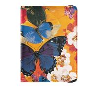 Custodia per passaporto in pelle con farfalle e fiori dai colori vivaci e impermeabile, Farfalle e fiori dai colori vivaci, 1 size