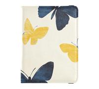 Custodia per passaporto in pelle con farfalle per viaggiare famiglia viaggi documenti organizer, custodia per passaporto da uomo, ultra sottile, beige / giallo, farfalle beige/giallo, 1 taglia,
