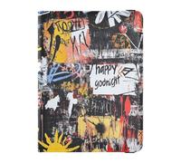 Custodia per passaporto in pelle con graffiti giallo e nero, ultra sottile