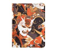 Custodia per passaporto in pelle con maschere giapponesi horror, ultra sottile