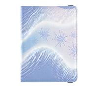 Custodia per passaporto in pelle con motivo a pois e fiocchi di neve e onde, custodia per passaporto, porta badge identificativo e vaccino, impermeabile, pois onda fiocco di neve modello blu, 1 size