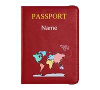 Custodia per passaporto in pelle con nome personalizzato, per viaggi antifurto, portamonete e carte di credito, per donne e uomini, viaggi d'affari, mappa del mondo, linea aerea, nero, World Map