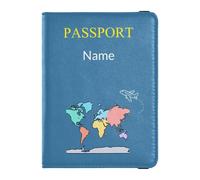 Custodia per passaporto in pelle con nome personalizzato, per viaggi antifurto, portamonete e carte di credito, per donne e uomini, viaggi d'affari, mappa del mondo, linea aerea, nero, World Map