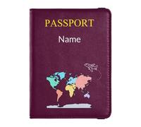 Custodia per passaporto in pelle con nome personalizzato, per viaggi antifurto, portamonete e carte di credito, per donne e uomini, viaggi d'affari, mappa del mondo, linea aerea, nero, World Map