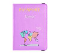 Custodia per passaporto in pelle con nome personalizzato, per viaggi antifurto, portamonete e carte di credito, per donne e uomini, viaggi d'affari, mappa del mondo, linea aerea, nero, World Map