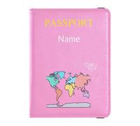 Custodia per passaporto in pelle con nome personalizzato, per viaggi antifurto, portamonete e carte di credito, per donne e uomini, viaggi d'affari, mappa del mondo, linea aerea, nero, Mappa del mondo