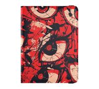 Custodia per passaporto in pelle con occhi rossi e graffiti artistici, custodia per passaporto e carte di credito, leggera