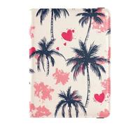 Custodia per passaporto in pelle con palma anime, per San Valentino, da viaggio, con slot per carte di vaccinazione, impermeabile