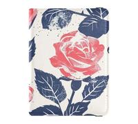 Custodia per passaporto in pelle con rose nautiche e oceano, porta carte di credito, custodia per passaporto, custodia a portafoglio impermeabile, Safari con rose in stile nautico sulla spiaggia, 1