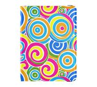 Custodia per passaporto in pelle con spirali a righe color caramella, custodia per passaporto, porta passaporto, con slot per carte di vaccino, ultra sottile, spirali a strisce caramelle come colori,