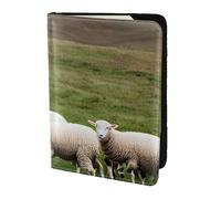 Custodia per passaporto in pelle con stampa agnelli e pecore per donne e uomini, portafoglio da viaggio porta passaporto, nero, Taglia unica