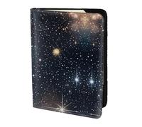 Custodia per passaporto in pelle con stampa costellazione ammassi stellari galassie per donne e uomini, portafoglio da viaggio porta passaporto, nero, Taglia unica