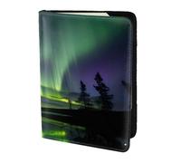 Custodia per passaporto in pelle con stampa Dark Northern Lights per donne e uomini, portafoglio da viaggio porta passaporto, nero, Taglia unica