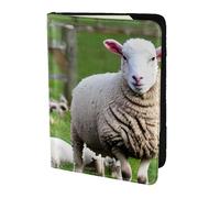 Custodia per passaporto in pelle con stampa di pecore e agnelli, per donne e uomini, portafoglio da viaggio porta passaporto, nero, Taglia unica