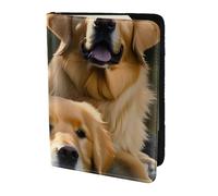 Custodia per passaporto in pelle con stampa Golden Retrievers per donne e uomini, portafoglio da viaggio porta passaporto, nero, Taglia unica