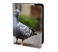 Custodia per passaporto in pelle con stampa piccione grigia per donne e uomini, portafoglio da viaggio porta passaporto, nero, Taglia unica