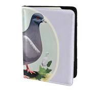 Custodia per passaporto in pelle con stampa piccione grigia per donne e uomini, portafoglio da viaggio porta passaporto, nero, Taglia unica