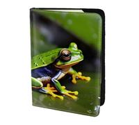 Custodia per passaporto in pelle con stampa rane dell'albero della pace per donne e uomini, portafoglio da viaggio porta passaporto, nero, Taglia unica