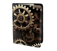 Custodia per passaporto in pelle con stampa Steampunk Gears per donne e uomini, portafoglio da viaggio porta passaporto, nero, Taglia unica