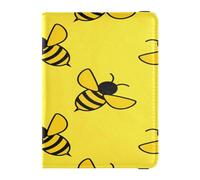 Custodia per passaporto in pelle ecologica in poliuretano, leggera, per donne e ragazze, badge identificativo, vaccino, porta tessere, portafoglio, viaggio, ape, felice, buona fortuna, Multi, 1 size,