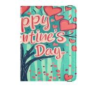 Custodia per passaporto in pelle ecologica in poliuretano, leggera, per donne e uomini, badge, carta d'identità, vaccino, portafoglio, essenziale per San Valentino, albero rosso, amore, cuore, petali,