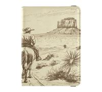 Custodia per passaporto in pelle ecologica in poliuretano, portafoglio leggero per donne e ragazze, porta badge identificativo, porta carte d'identità, portafoglio essenziale da viaggio, due cowboy