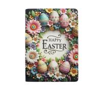 Custodia per passaporto in pelle, Ghirlanda di uova di Pasqua Happy Easter
