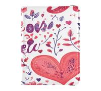 Custodia per passaporto in pelle, impermeabile, per donne e uomini, porta badge, carta d'identità, vaccino, portafoglio da viaggio, San Valentino, foglie floreali, amore, cuori dolci, San Valentino