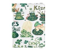 Custodia per passaporto in pelle, impermeabile, per donne e uomini, porta badge identificativo e vaccino, portafoglio da viaggio con gnomo di San Patrizio, baci e desideri, Lo gnomo di San Patrizio