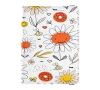 Custodia per passaporto in pelle, impermeabile, per donne, ragazze, badge, vaccino, tessere, portafoglio, scarabocchiare, fiori, api, arancione, rosa, floreale, api volanti, formiche, Multi, 1 size,