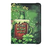 Custodia per passaporto in pelle impermeabile porta carte di credito custodia per passaporto per donne uomini organizer documenti accessori da viaggio San Patrizio gnomo baci desideri, Lo gnomo di San