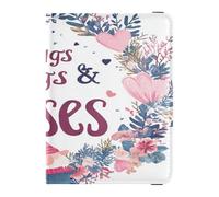 Custodia per passaporto in pelle impermeabile portafoglio passaporto per donne uomini carino passaporto libro viaggio San Valentino fiori amore cuore gnomo abbracci baci, San Valentino Florals Love