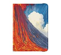 Custodia per passaporto in pelle lavica rossa con vulcano in eruzione personalizzabile, custodia da viaggio per passaporto, carino, libro passaporto, impermeabile, Vulcano in eruzione con lava rossa,