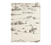 Custodia per passaporto in pelle leggera porta carte di credito custodia per passaporto per donne e uomini carino libro passaporto essenziale da viaggio paesaggio desertico montagne cactus cowboy,