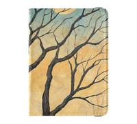Custodia per passaporto in pelle marrone con illustrazione di alberi nudi per vaccino da viaggio, custodia per passaporto combinata custodia a portafoglio per donne impermeabile, alberi nudi