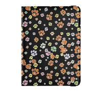 Custodia per passaporto in pelle nera con impronte di zampe arancioni con stelle su sfondo nero, portafoglio antifurto da viaggio per viaggi di lavoro in famiglia