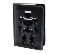 Custodia per passaporto in pelle nera con stampa robot per donne e uomini, portafoglio da viaggio porta passaporto, nero, Taglia unica