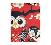 Custodia per passaporto in pelle per San Valentino personalizzabile con gufo giapponese cuore custodia per passaporto carino libro passaporto leggero, gufo stile giapponese cuore San Valentino, 1 size