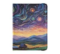 Custodia per passaporto in pelle personalizzabile con cielo notturno e campagna, stelle vorticose, custodia protettiva per passaporto ultra sottile, cielo notturno, campagna, vorticoso, stelle, 1 size